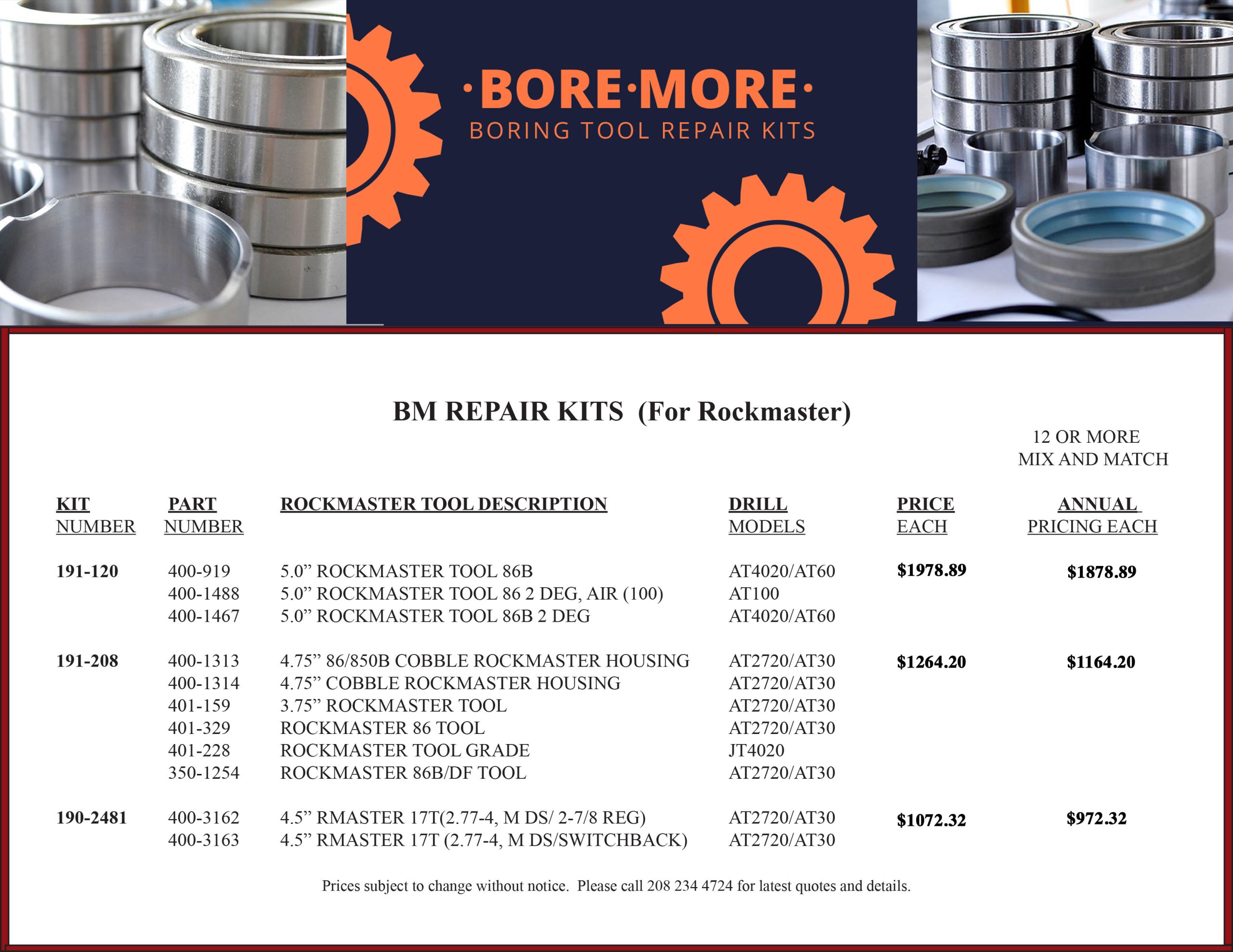 Bore-More-Kits-Pricing-Page-June 2025 image of ditch witch rockmaster drill repair kits pricing